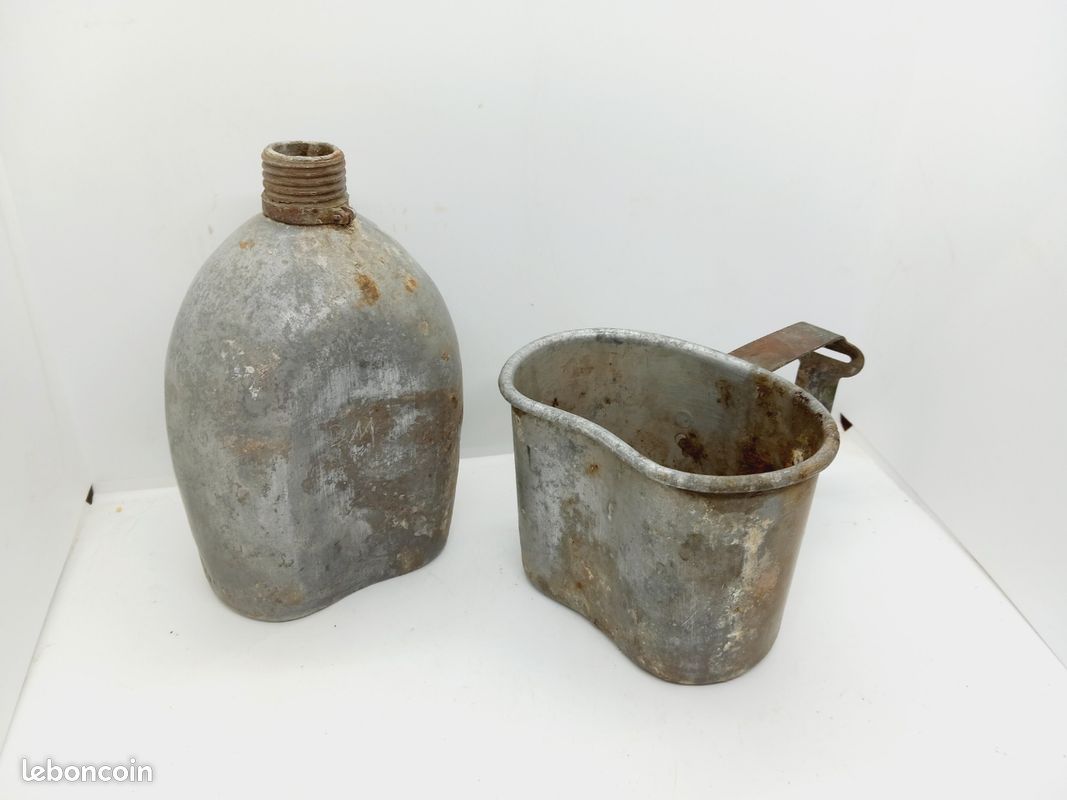 Gourde US WW1 avec Son Quart Modele M1910 Précoce Faite D Une Pièce Militaria (image 17)