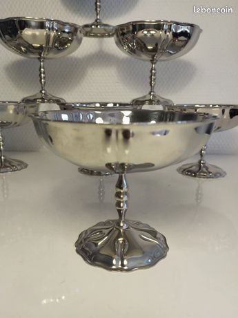 Lot de 6 coupes à glace vintage en verre rose