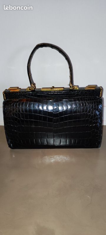 à Main Vintage Sac Vintage En Crocodile Veritable SAC MAIN