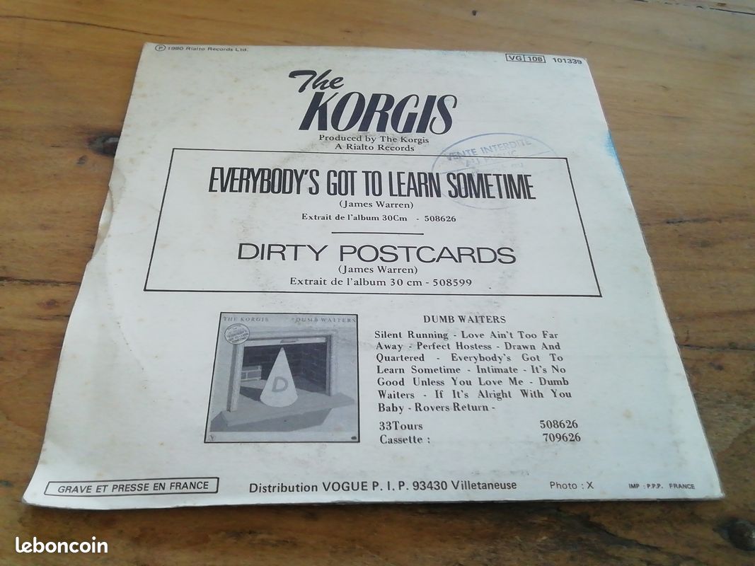 45 tours the korgis everybody's got to learn sometime vogue 101339 time (image 2)