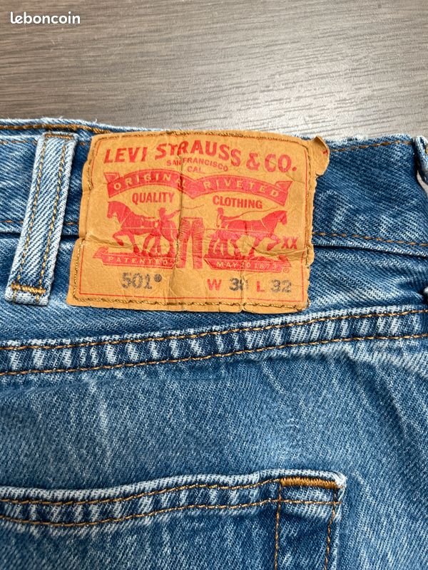 Levi's 501 bleu jean vintage homme button up fly W38 L32 (image 2)