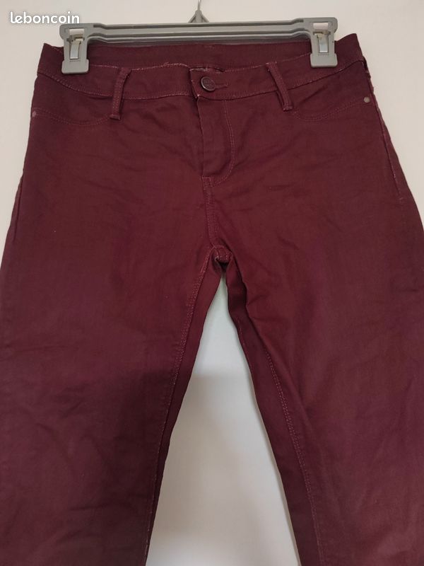 Pantalon slim bordeaux Teddy Smith-Taille 38(W28).bon (image 2)
