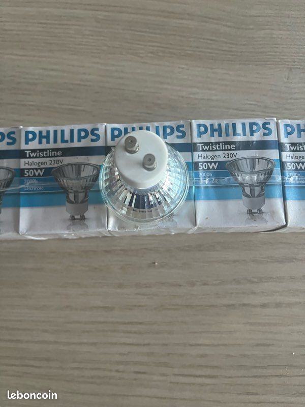 Lot De 5 Ampoules Halogènes Philips Twistline Dichro - 50W, Douille GZ10, Neuf Sous Emballage