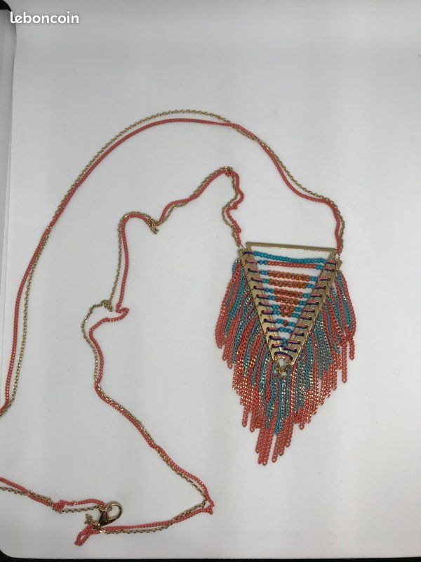 Collier sautoir corail et turquoise (image 2)
