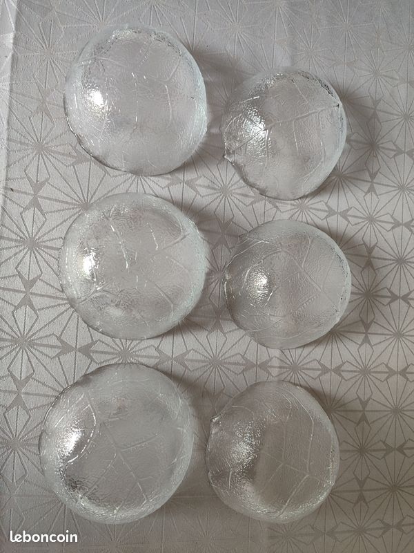 6 coupes à glace/ verres à sorbet sur pied en verre torsadé rose, Arcoroc France, vintage des années 80 - Arts de la table