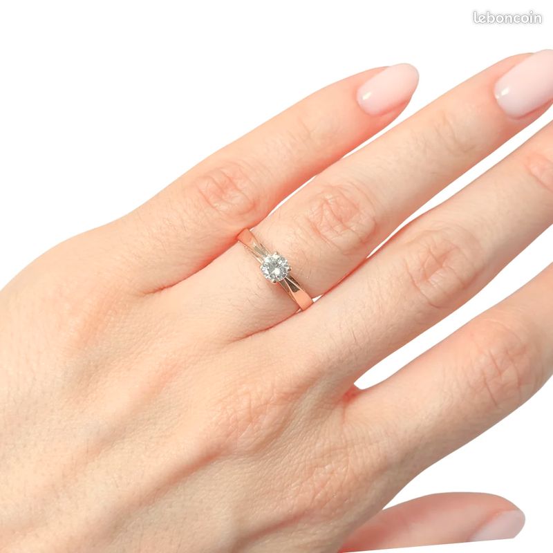 Bague Solitaire - Or Rose 750 & Diamant (image 1)