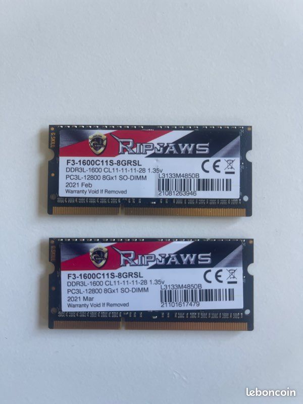 2 Barettes de RAM RIPJAWS 8G DDR3 (image 2)