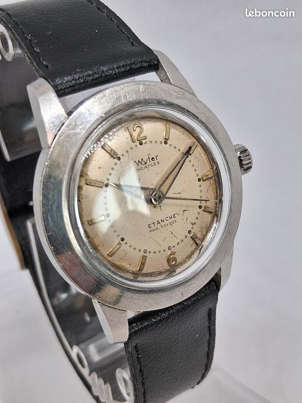 Montre-bracelet Homme Vintage Wyler IncaFlex - Mouvement Mécanique Remontage Manuel - Suisse Années 50 - Fonctionne Bien