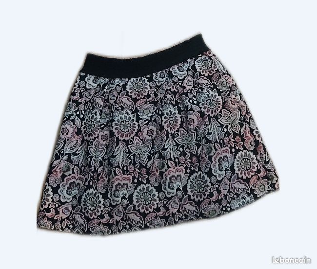 Jupe kookai tapissée rose et noire t 38 nol3 (image 1)