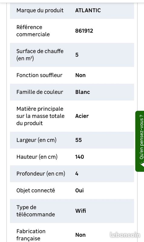 Seche-serviette électrique connecté Atlantic 750W Fluide Thermo-conducteur (image 5)