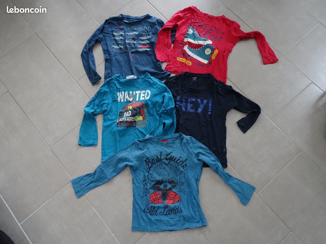 Lot de 5 t-shirts manches longues garçon 8 ans (image 1)