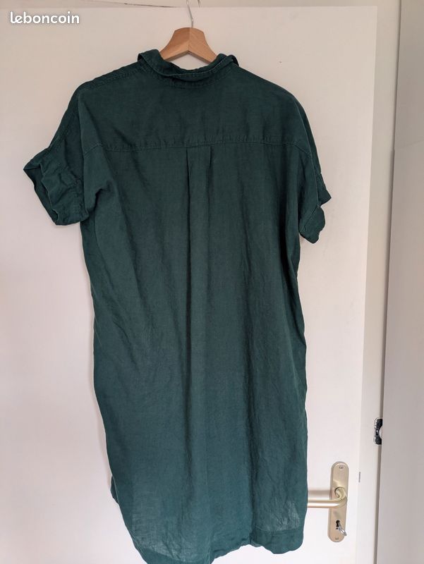 Robe monoprix 100% lin taille 38 M vert forêt (image 3)