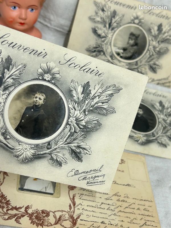 Cartes Photographiques Souvenir Scolaire Papeterie Ancienne (image 1)