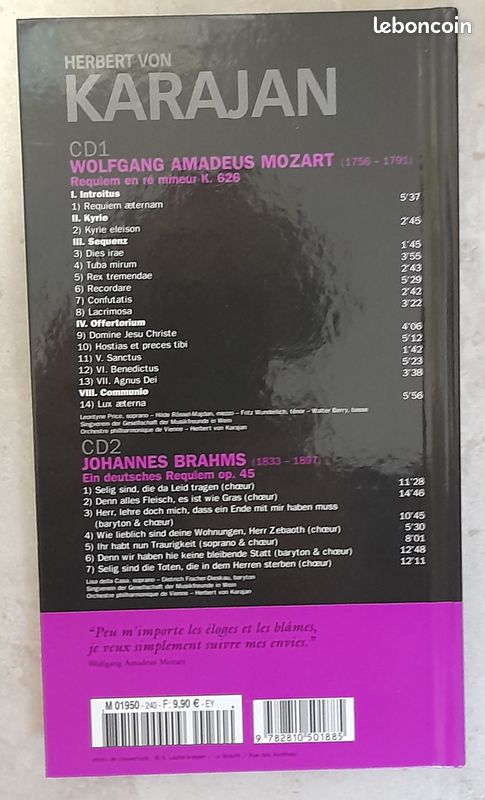 Herbert Von Karajan : Mozart Brahms - Livre 2 CD (image 2)