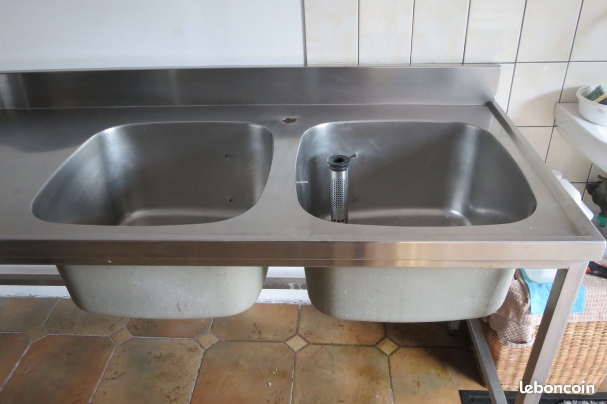Grand evier double bac en inox (image 4)