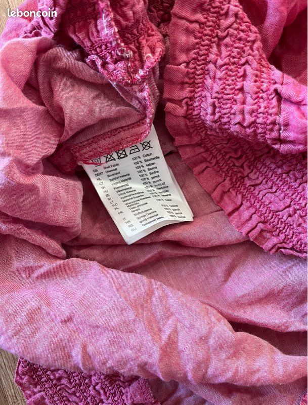Blouse femme bohème 100 % coton rose vintage XL (image 7)