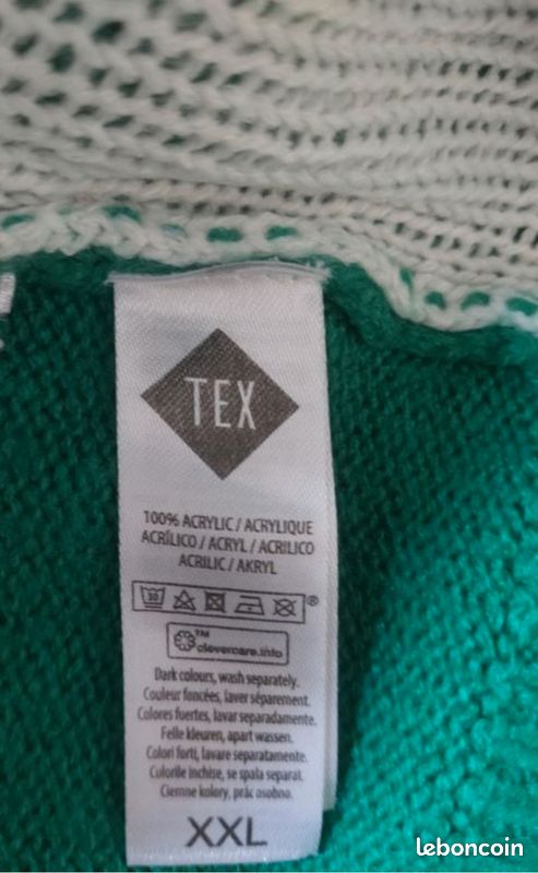 Pull d'hiver de Noël vert à motif 2XL femme carrefour Vêtements