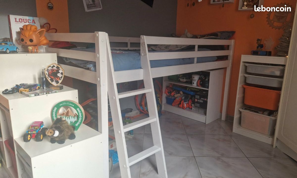 Chambre enfant lit en hauteur , blanche (image 1)