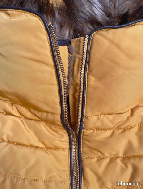 Doudoune courte jaune fourrure capuche Zara Taille M (image 19)