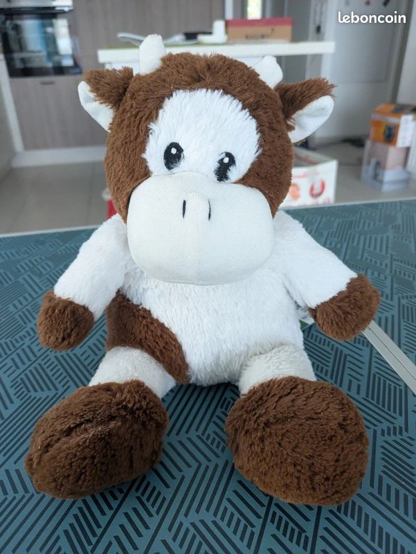 Peluche vache marron et blanche (image 1)