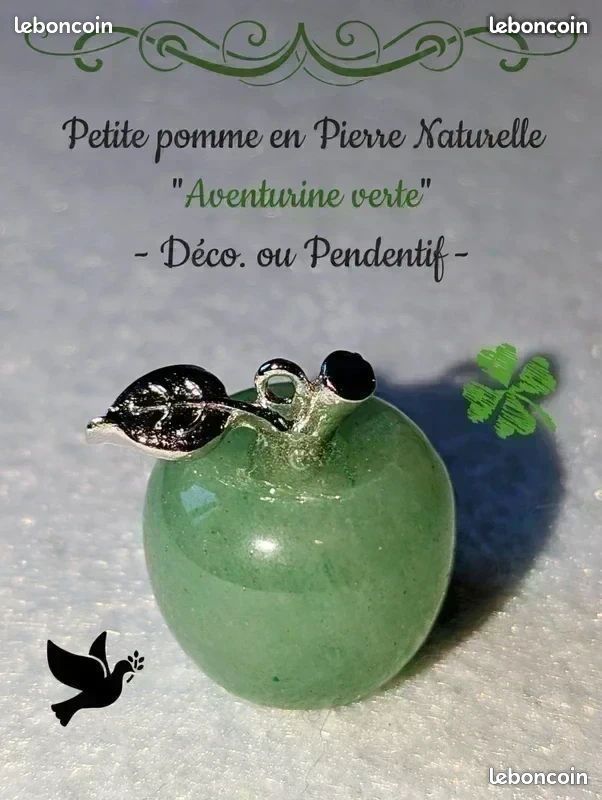 Petite Pomme en Pierre Naturelle – Aventurine Verte (1,6 x 2 cm) – Chance, apaisement & confiance 🍏 (image 1)