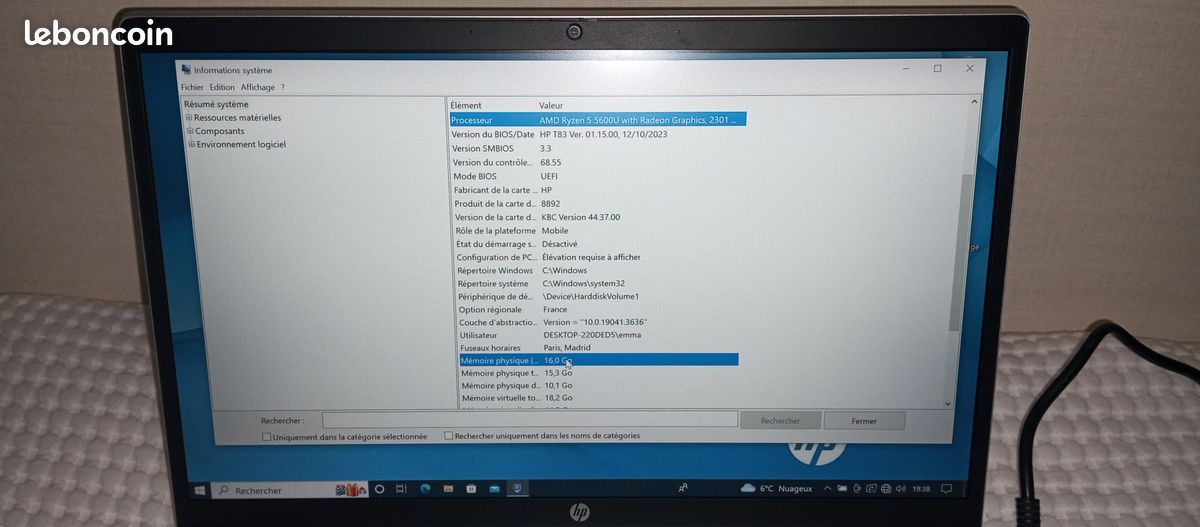 HP Probook 635 Aéro G8 en parfait état (image 8)