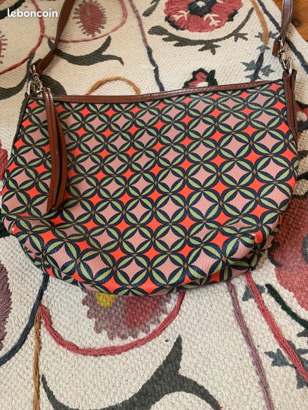 Sac bandoulière fossil avec cuir marron (image 3)