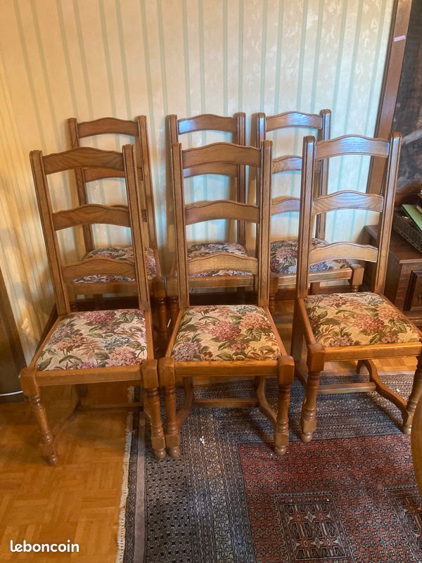 Chaises de salle à manger en chêne de style rustique (image 1)