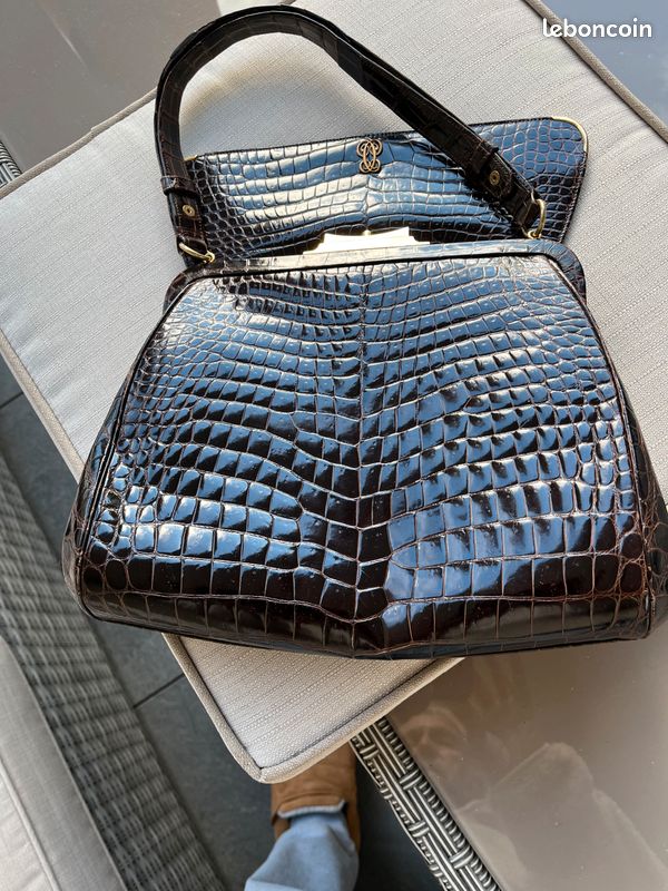 Sac Cuir Croco Sac En Croco Vintage Sac Cuir Croco Vintage