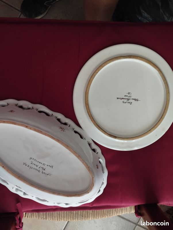 Lot dessous plat panière imitation Moustiers porcelaine (image 2)