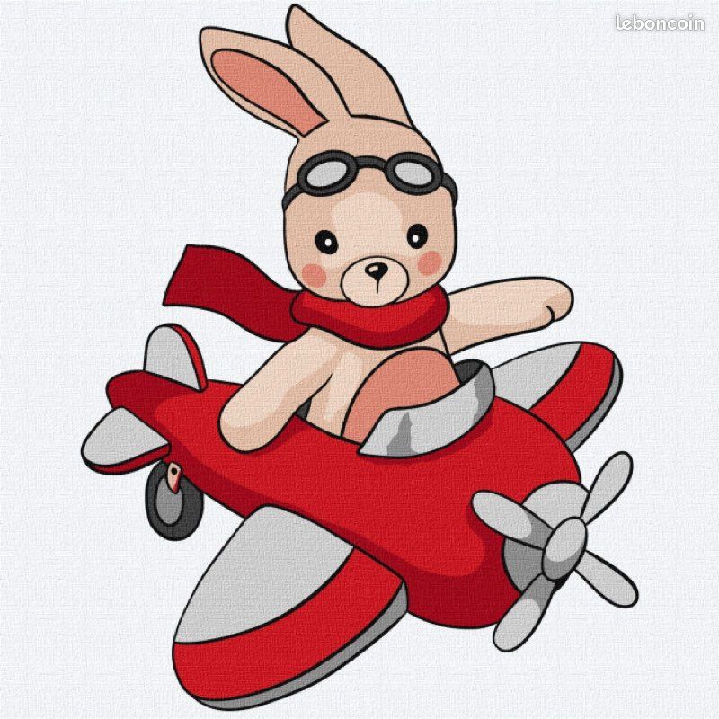 Peinture par numéros enfant - Petit pilote lapin (image 3)