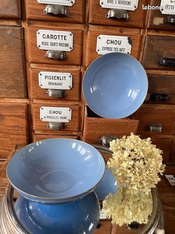 Lot De 6 Assiettes Creuses En Grès – Bleu Uni – Sibo – Neuves