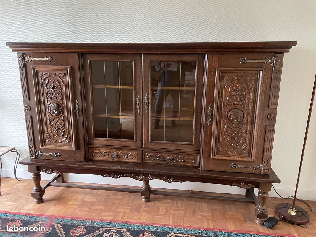 Buffet Commode Renaissance Espagnole - Bois Massif - Multicolore - Salle à Manger