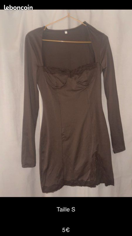 Robe marron dentelle S (image 1)