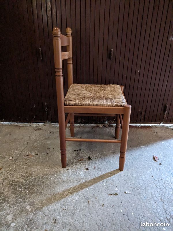 Chaise bois en pin avec assise en paille (image 3)