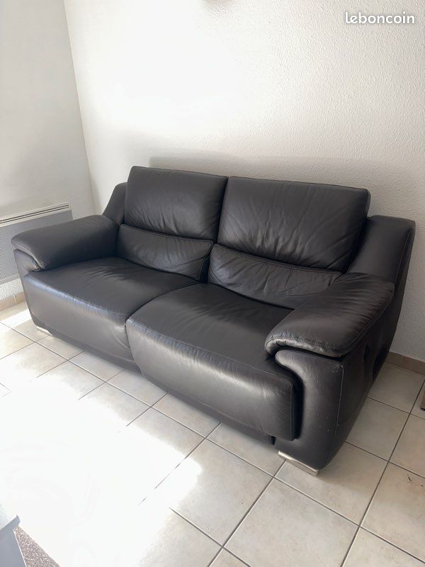 Canapé cuir relaxe électrique (image 1)
