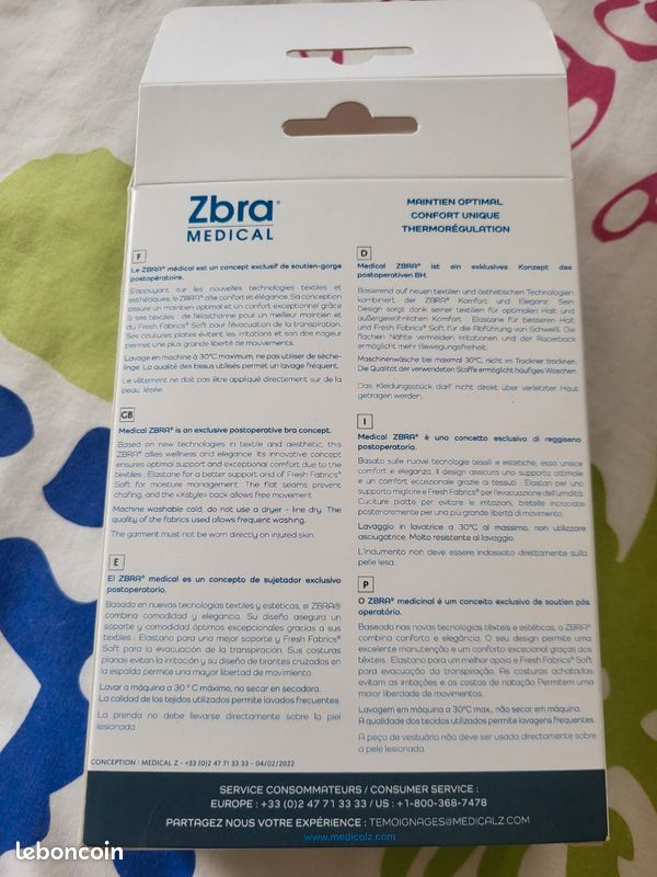 Brassière De Soutien Zbra - Taille Unique, Bonnet B, Compression Ferme, Réglable, Occasion Très Bon état