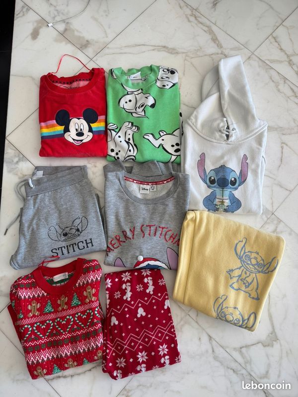 Grand lot vêtements femme / ado – Disney, Stitch, vintage, tops, jeans, pyjamas (image 1)