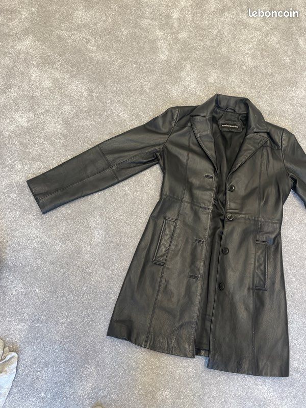 Longue veste en cuir CUIROPOLIS taille 38 (image 2)