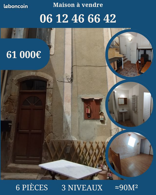 Maison 4 pièces 90 m² · à Cruzy · 90 m² · 61 000 €