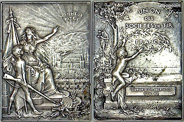 Médaille Bronze Argenté XIXe Siècle - Union Des Sociétés De Tir De Brive - Pièce De Collection Vintage