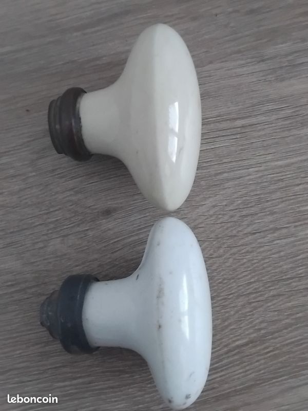 Lot 5 Poignées de porte porcelaine ovales vintage rétro ancienne (image 9)