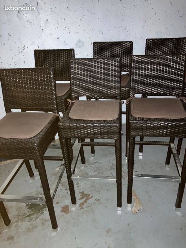 Chaises hautes, résine tressée (6 unités) (image 2)
