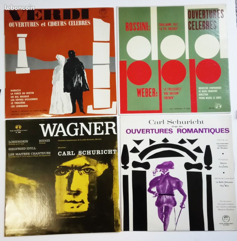 Lot de 4 vinyles Wagner Rossini Verdi ouvertures (image 1)