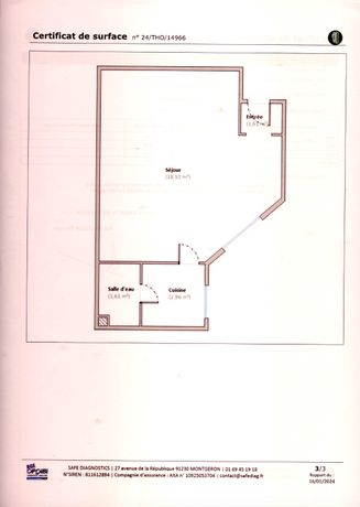 Appartement a vendre  - 1 pièce(s) - 25.11 m2 - Surfyn