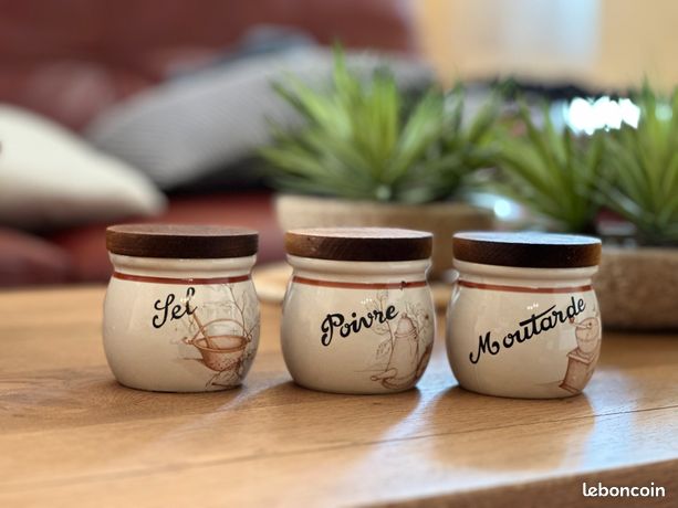 3 Pots en grès vernissés LML Digoin motifs fruits - Arts de