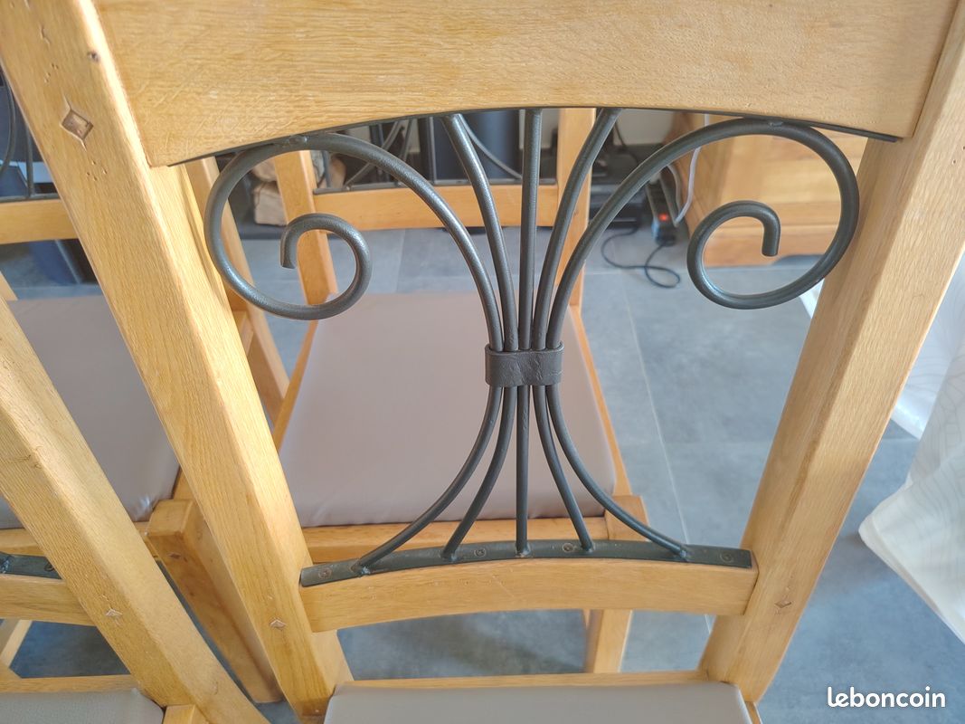 Vends 6 chaises chêne massif et fer forgé (image 3)