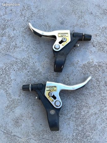 2 leviers poignée de frein shimano V-brake modèle : shimano servo-wave action référence : BL-M600 - Équipements vélos