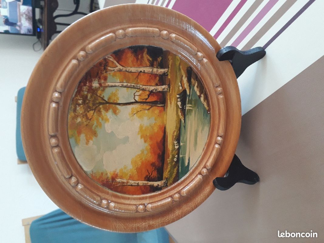Décoration assiette bois clair (image 1)
