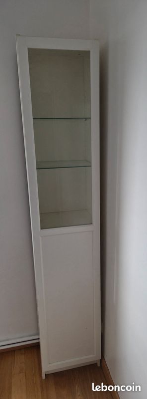 Deux Bibliothèques Blanches Vitrées – 200x80x30 Cm – 6 étagères – Bon état